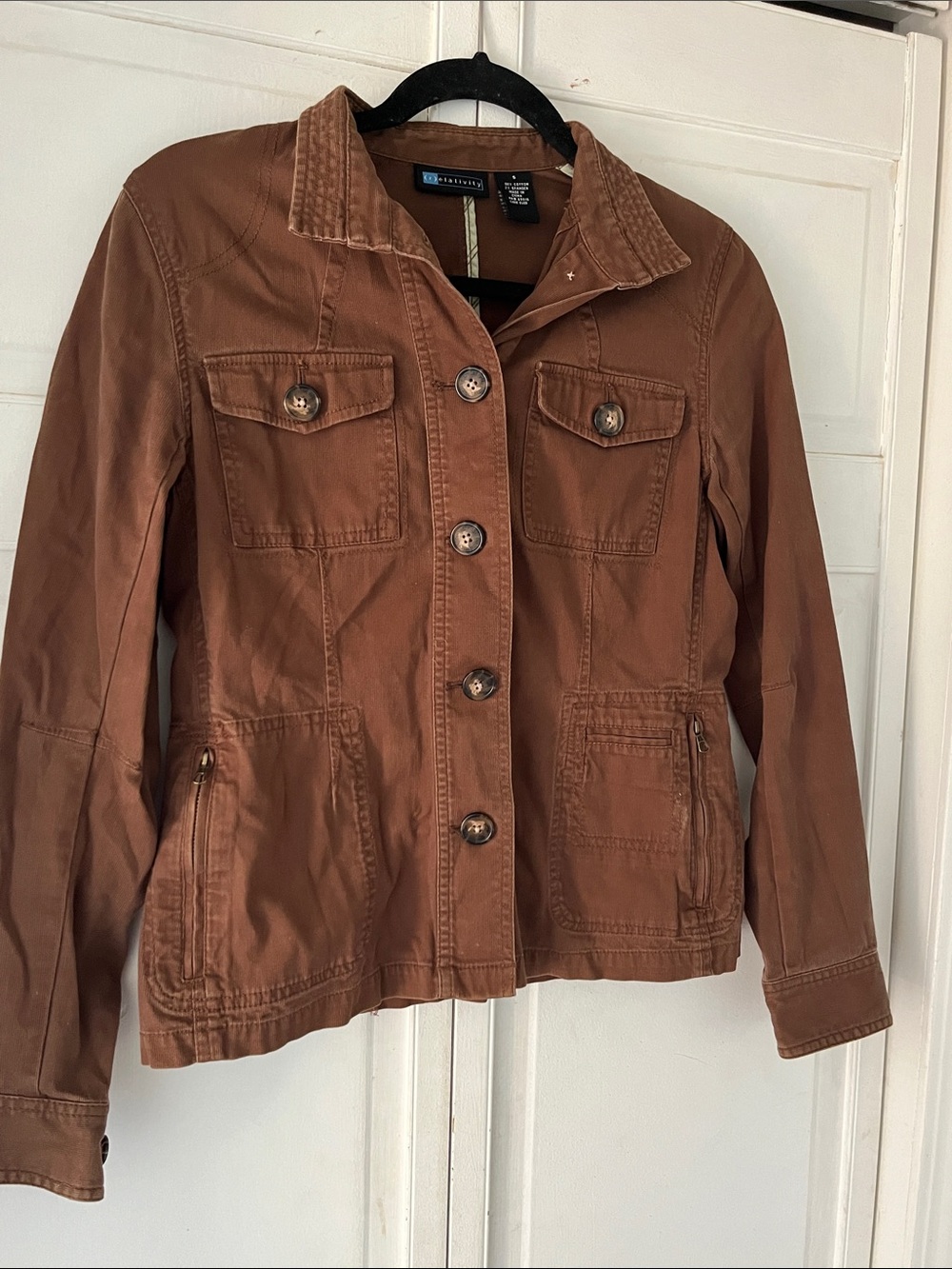 Y2K Copper-Brown Utility Jacket with Button Front